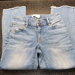 CAbi Light Blue Cropped Frayed Hem Jeans